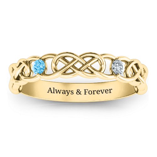 Two-Stone Interwoven Infinity Ring