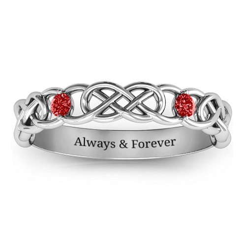Two-Stone Interwoven Infinity Ring