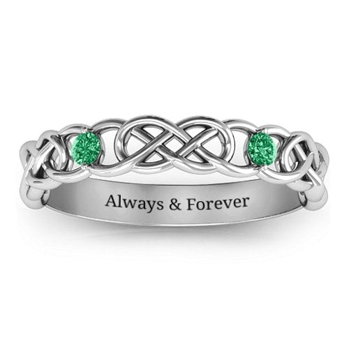 Two-Stone Interwoven Infinity Ring