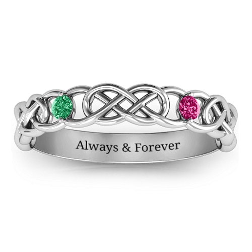 Two-Stone Interwoven Infinity Ring