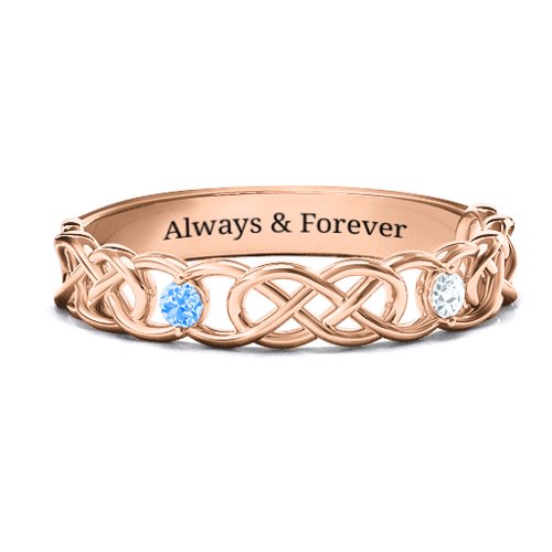 Two-Stone Interwoven Infinity Ring