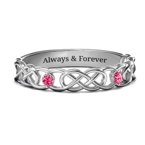 Two-Stone Interwoven Infinity Ring