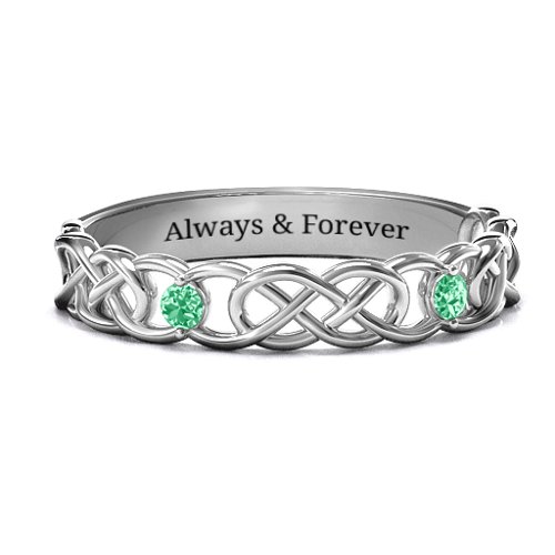 Two-Stone Interwoven Infinity Ring