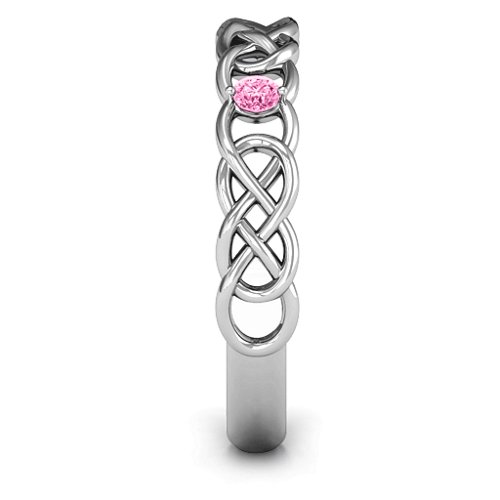 Two-Stone Interwoven Infinity Ring – Sterling Silver with Pink Tourmaline