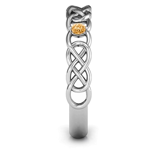 Two-Stone Interwoven Infinity Ring – Sterling Silver with Citrine