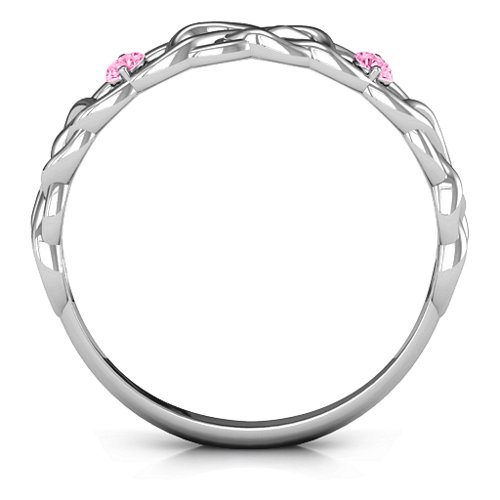Two-Stone Interwoven Infinity Ring – Sterling Silver with Pink Tourmaline