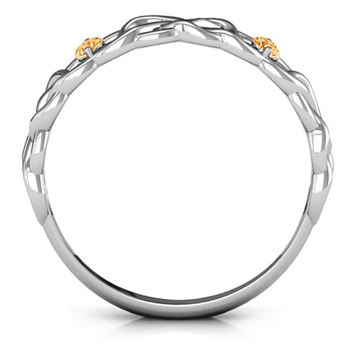 Two-Stone Interwoven Infinity Ring – Sterling Silver with Citrine