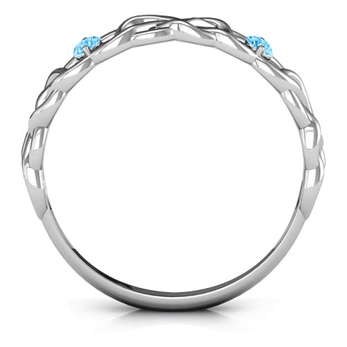 Two-Stone Interwoven Infinity Ring – Sterling Silver with Blue Topaz