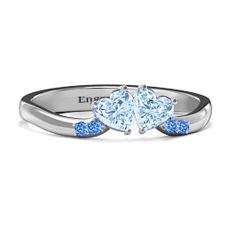 Follow Your Heart Ring in 925 Sterling Silver with Aquamarine and Fancy Blue Premium Zirconia