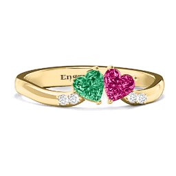 Follow Your Heart Ring in 10K Solid Yellow Gold with Emerald, Ruby, and White Premium Zirconia