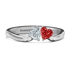 Follow Your Heart Ring – Sterling Silver with Cubic Zirconia, Garnet, and White Premium Zirconia