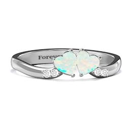 Follow Your Heart Ring in 925 Sterling Silver with Opal and White Premium Zirconia