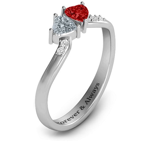 Follow Your Heart Ring – Sterling Silver with Cubic Zirconia, Garnet, and White Premium Zirconia