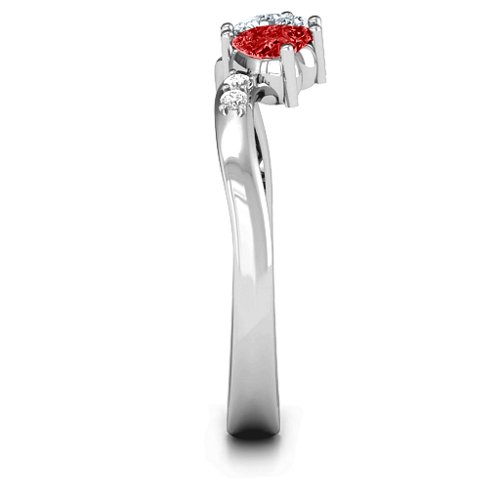 Follow Your Heart Ring – Sterling Silver with Cubic Zirconia, Garnet, and White Premium Zirconia