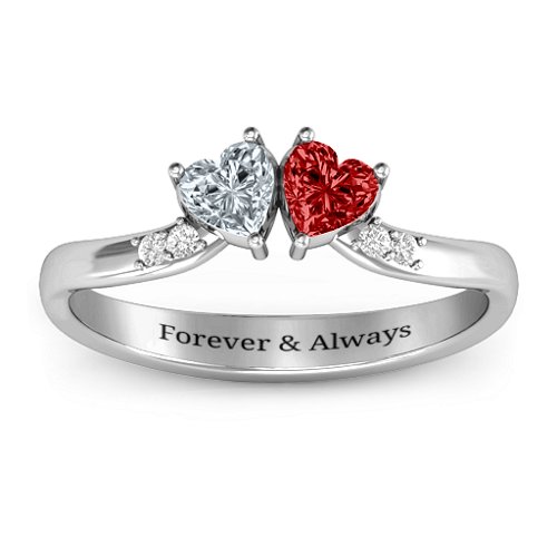 Follow Your Heart Ring – Sterling Silver with Cubic Zirconia, Garnet, and White Premium Zirconia