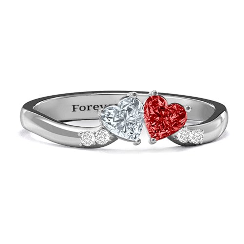 Follow Your Heart Ring – Sterling Silver with Cubic Zirconia, Garnet, and White Premium Zirconia