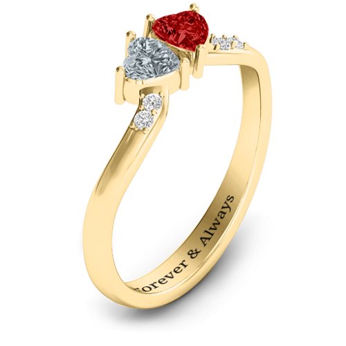 Follow Your Heart Ring – 10K Yellow Gold with Cubic Zirconia, Garnet, and White Premium Zirconia