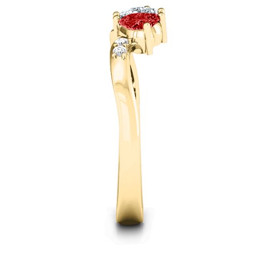 Follow Your Heart Ring – 10K Yellow Gold with Cubic Zirconia, Garnet, and White Premium Zirconia