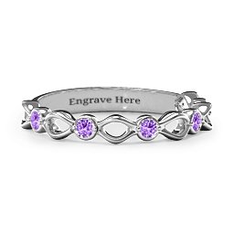 Five-Stone Family Forever Band in 925 Sterling Silver with Amethyst