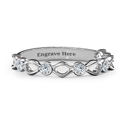 Five-Stone Family Forever Band in 925 Sterling Silver with Cubic Zirconia