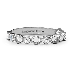 Five-Stone Family Forever Band in 925 Sterling Silver with Cubic Zirconia and White Premium Zirconia