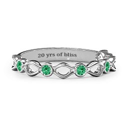 Five-Stone Family Forever Band in 925 Sterling Silver with Emerald