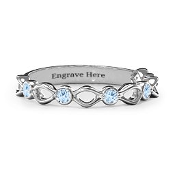 Five-Stone Family Forever Band in 925 Sterling Silver with Aquamarine