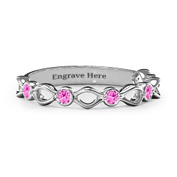 Five-Stone Family Forever Band in 925 Sterling Silver with Pink Tourmaline