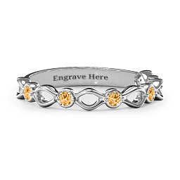 Five-Stone Family Forever Band in 925 Sterling Silver with Citrine
