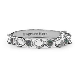 Five-Stone Family Forever Band in 925 Sterling Silver with Alexandrite