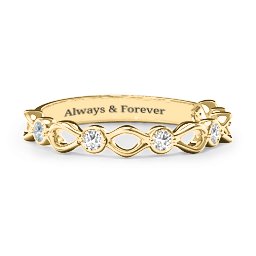 Five-Stone Family Forever Band in 10K Solid Yellow Gold with Cubic Zirconia and White Premium Zirconia