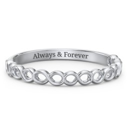 Dreaming Of Infinity Band in 10K Solid White Gold with Red Premium Zirconia, Amethyst Premium Zirconia, and Amethyst