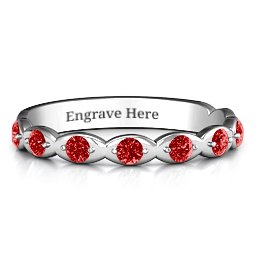 Vintage Glamour Accented Band in 925 Sterling Silver with Garnet, Amethyst Premium Zirconia, Red Premium Zirconia, and Amethyst