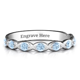Vintage Glamour Accented Band in 925 Sterling Silver with Aquamarine, Amethyst Premium Zirconia, Red Premium Zirconia, and Amethyst