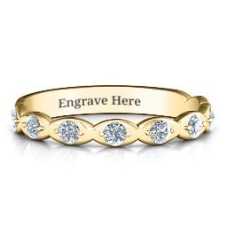 Vintage Glamour Accented Band in 10K Solid Yellow Gold with Cubic Zirconia, Amethyst Premium Zirconia, Red Premium Zirconia, and Amethyst