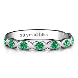 Vintage Glamour Accented Band in 925 Sterling Silver with Emerald, Amethyst Premium Zirconia, Red Premium Zirconia, and Amethyst