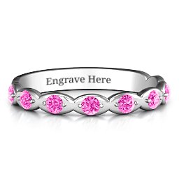 Vintage Glamour Accented Band in 925 Sterling Silver with Pink Tourmaline, Amethyst Premium Zirconia, Red Premium Zirconia, and Amethyst