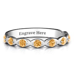 Vintage Glamour Accented Band in 925 Sterling Silver with Citrine, Amethyst Premium Zirconia, Red Premium Zirconia, and Amethyst