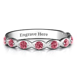 Vintage Glamour Accented Band in 925 Sterling Silver with Red Premium Zirconia, Amethyst Premium Zirconia, and Amethyst