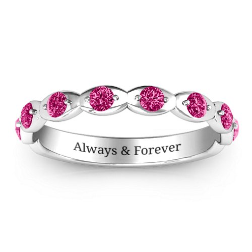 Vintage Glamour Accented Band – Sterling Silver with Ruby