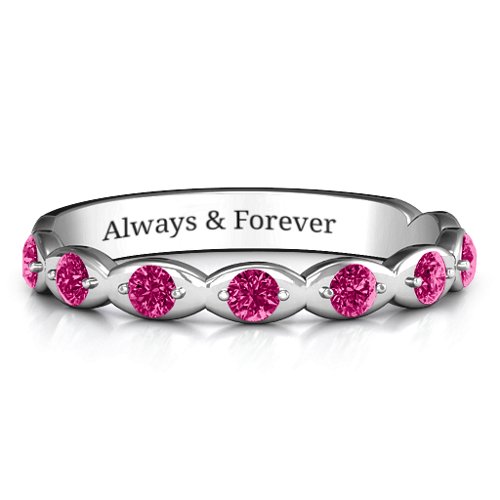 Vintage Glamour Accented Band – Sterling Silver with Ruby