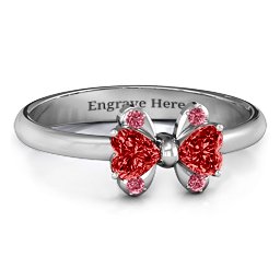 Beauty And The Bow Ring in 925 Sterling Silver with Garnet and Red Premium Zirconia