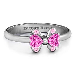 Beauty And The Bow Ring in 925 Sterling Silver with Pink Tourmaline and Fancy Pink Premium Zirconia