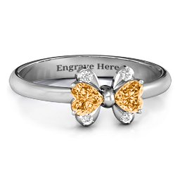Beauty And The Bow Ring in 925 Sterling Silver with Citrine and White Premium Zirconia