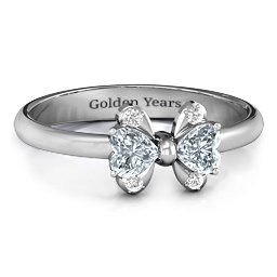 Beauty And The Bow Ring in 925 Sterling Silver with Cubic Zirconia and White Premium Zirconia