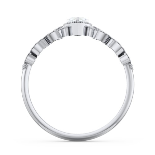 Heart Cut Gemstone Ring with Milgrain and Leaf Detailing