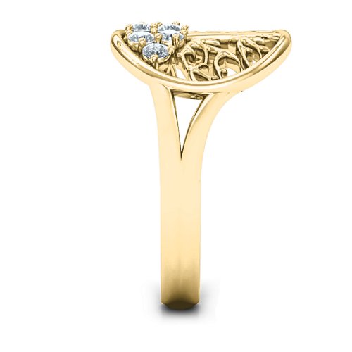 Always Around Love 6 Stone Family Tree Ring – 10K Yellow Gold with Cubic Zirconia