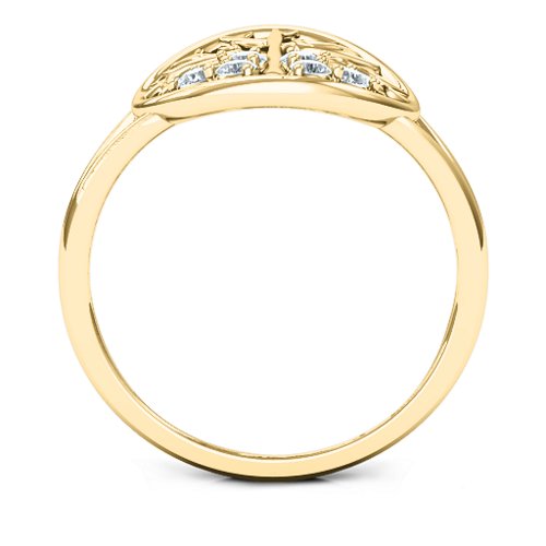 Always Around Love 6 Stone Family Tree Ring – 10K Yellow Gold with Cubic Zirconia