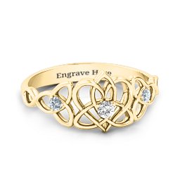 Triple Trinity Celtic Heart Ring