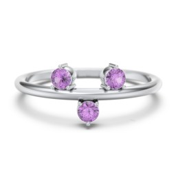 Stacking Ring with 1-5 Stones in 925 Sterling Silver with Amethyst, Aquamarine, and Cubic Zirconia